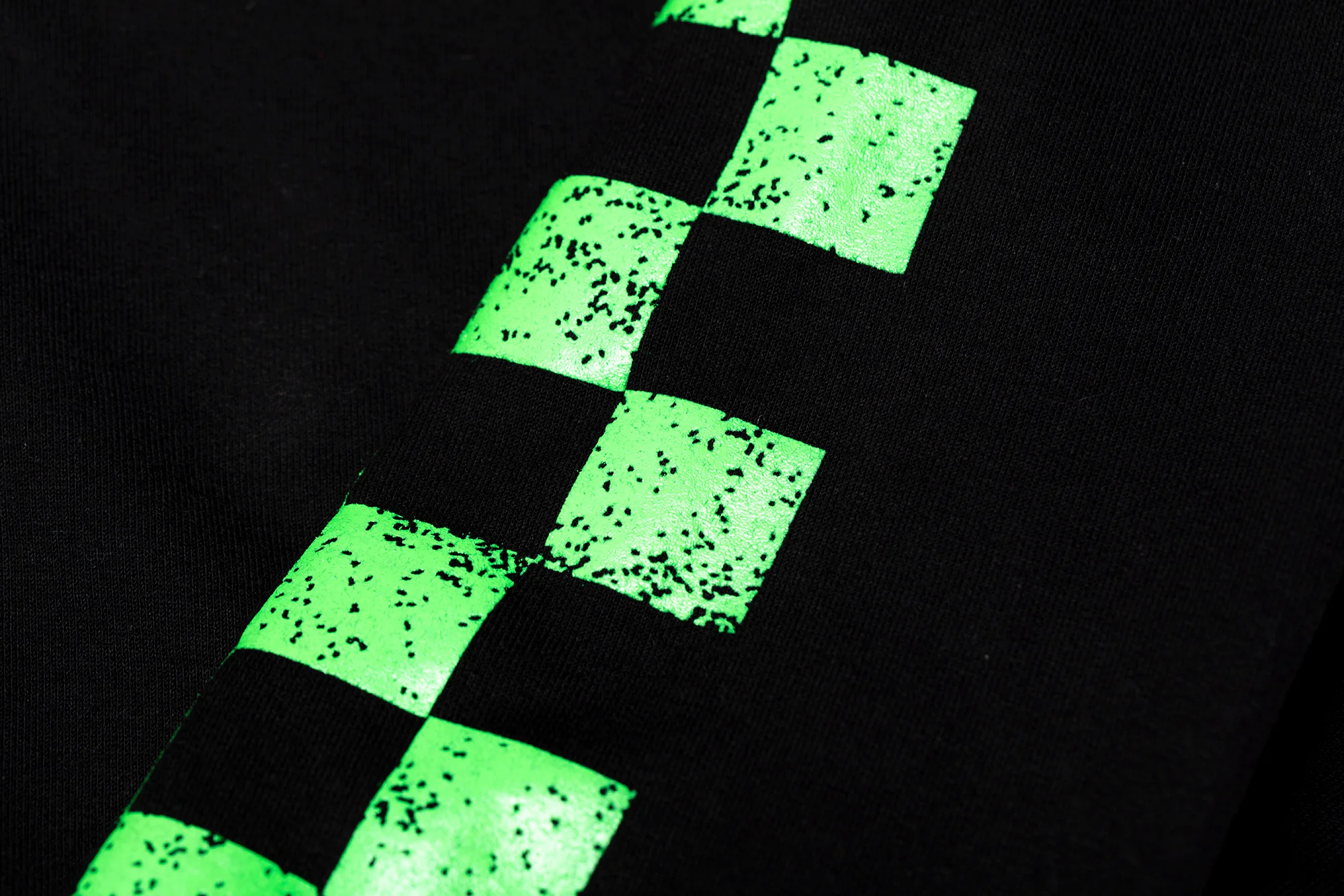 Black w/ Neon Green Checkered Flag Flaming Finish Zipper Sweatshirt - Image 3