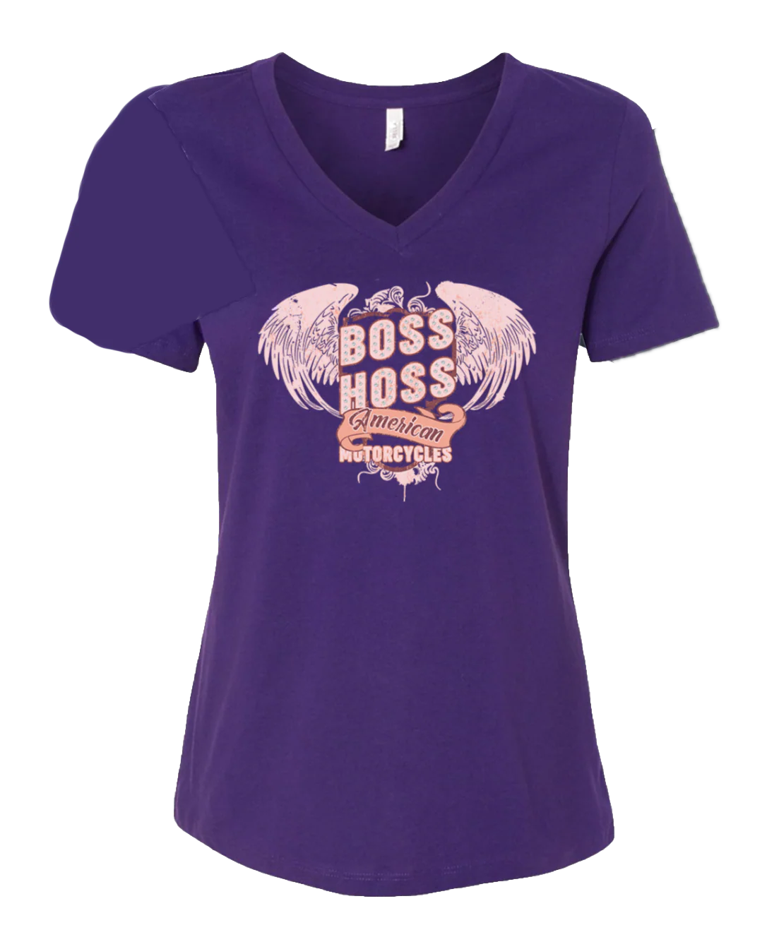 Boss Hoss Ladies Angel Wing V-Neck T-shirt - Image 3