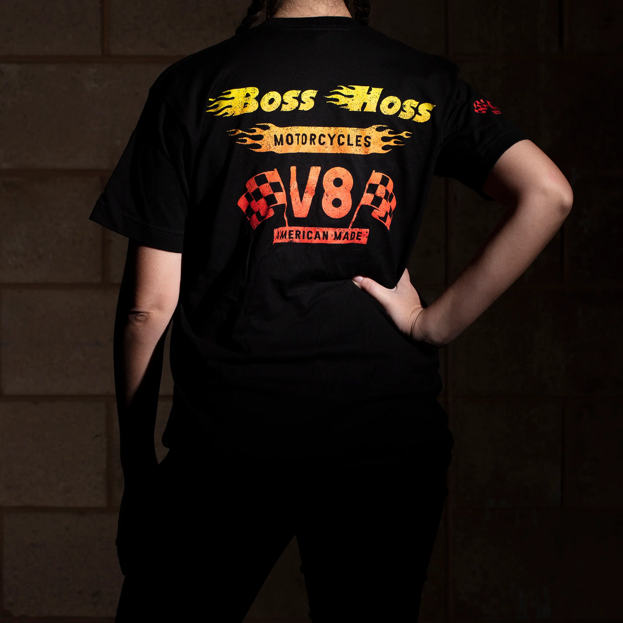 Black Checkered Flag Flaming Finish Tee Shirt - Image 7
