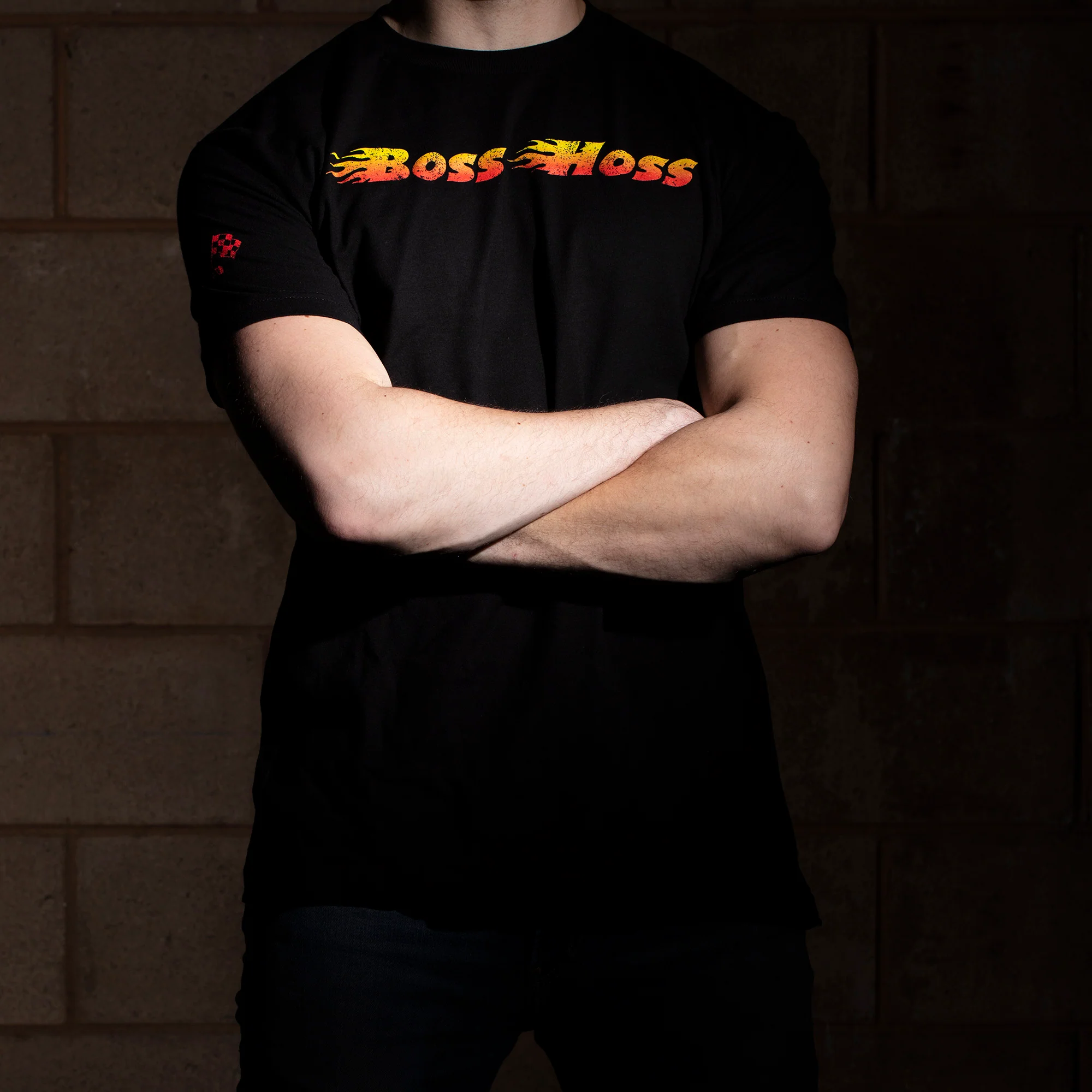 Black Checkered Flag Flaming Finish Tee Shirt - Image 8