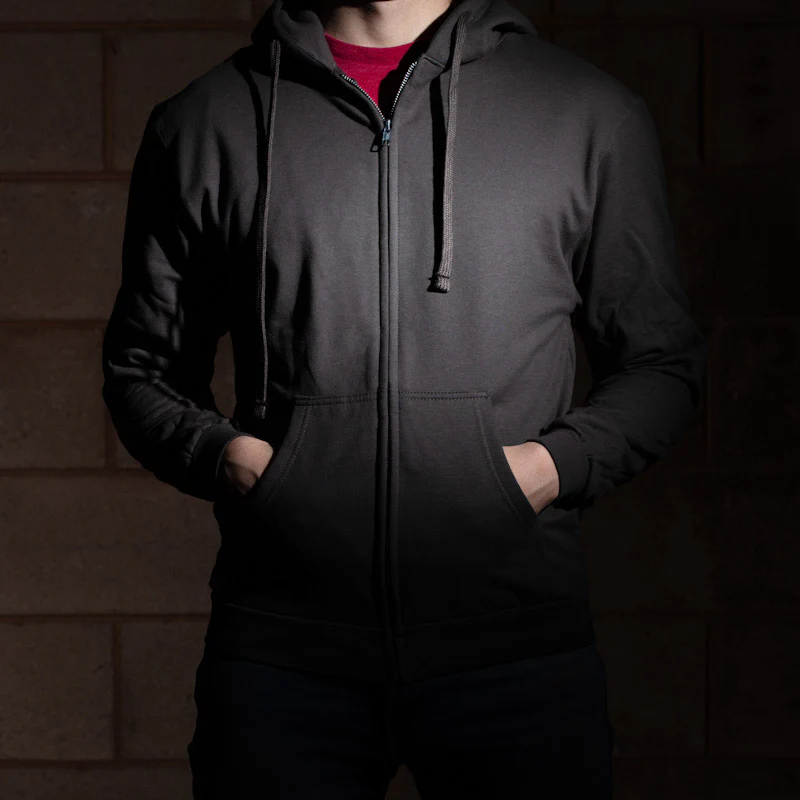 Gray Checkered Flag Flaming Finish Zipper Sweatshirt Hoodie - Image 3