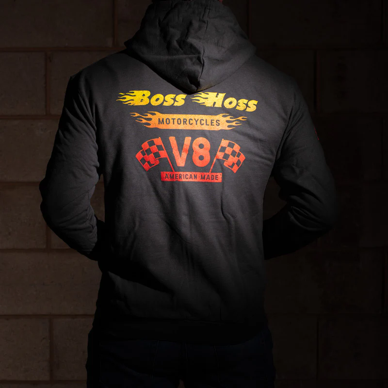 Gray Checkered Flag Flaming Finish Zipper Sweatshirt Hoodie - Image 4