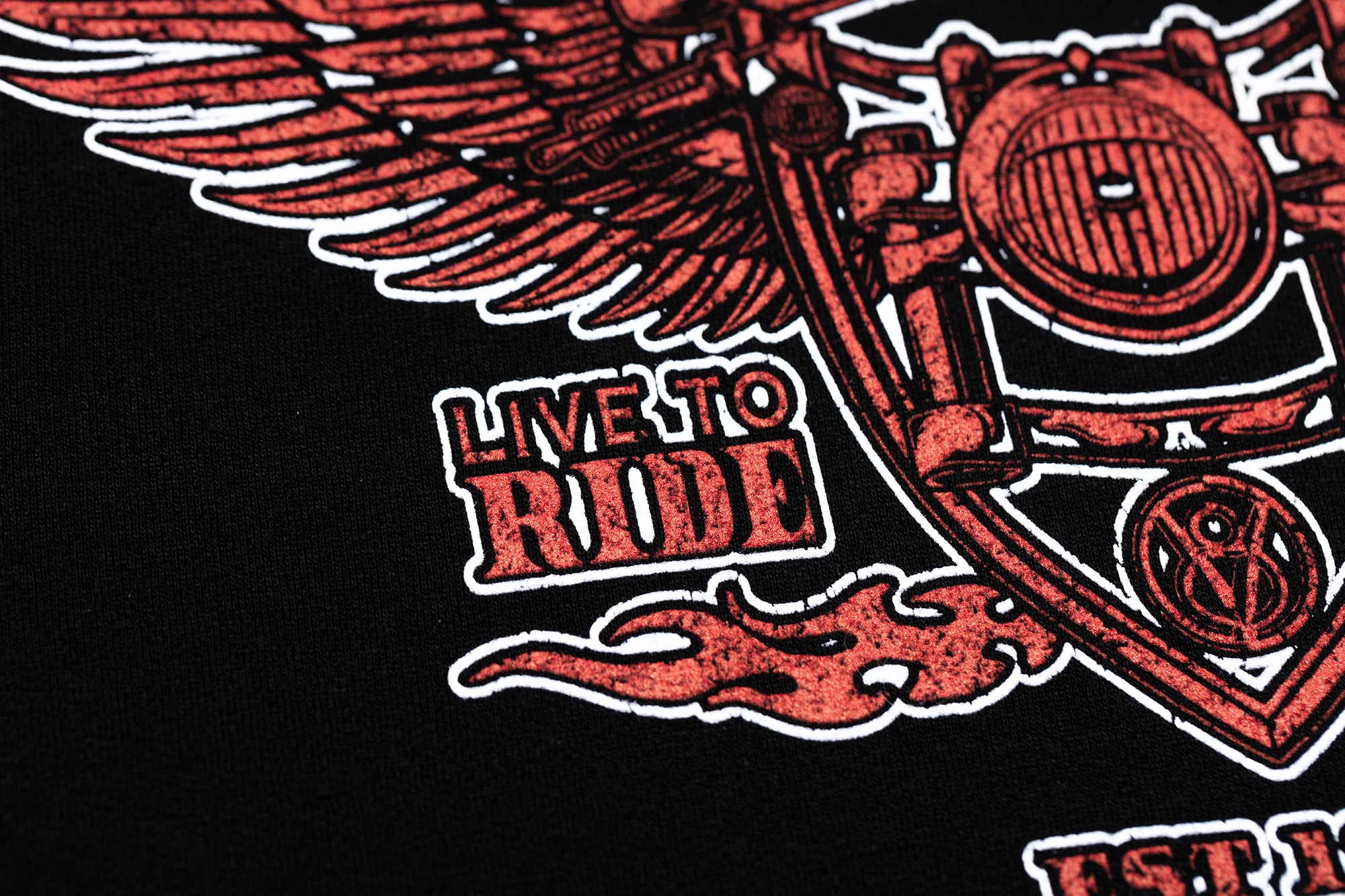 Live to Ride Red Print Fleece Hoodie - Image 3