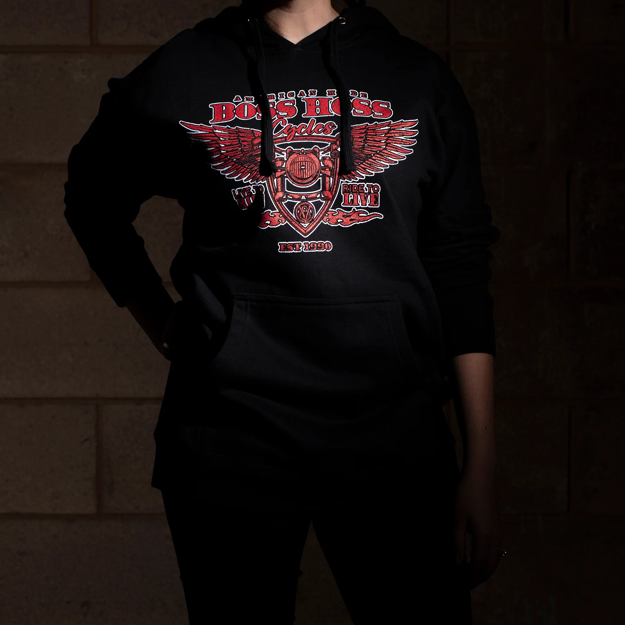 Live to Ride Red Print Fleece Hoodie - Image 5